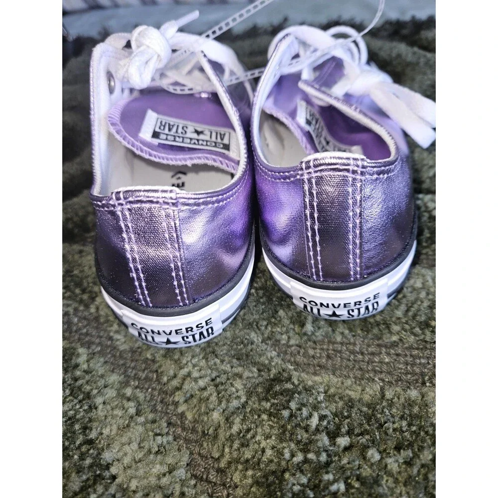 Converse All Star Low Top Purple Metallic Lace-Up Sneakers US 8.5 EU 39.5